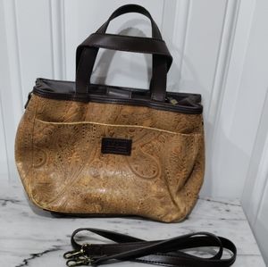 Relic by Fossil Brown and Tan Paisley Embossed Vegan Leather Purse